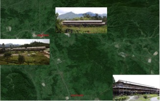 Location of Rumah Panjang/long-houses in the village of Sungai Asap